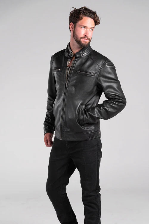 Duke Leather Motorcycle Jacket Black