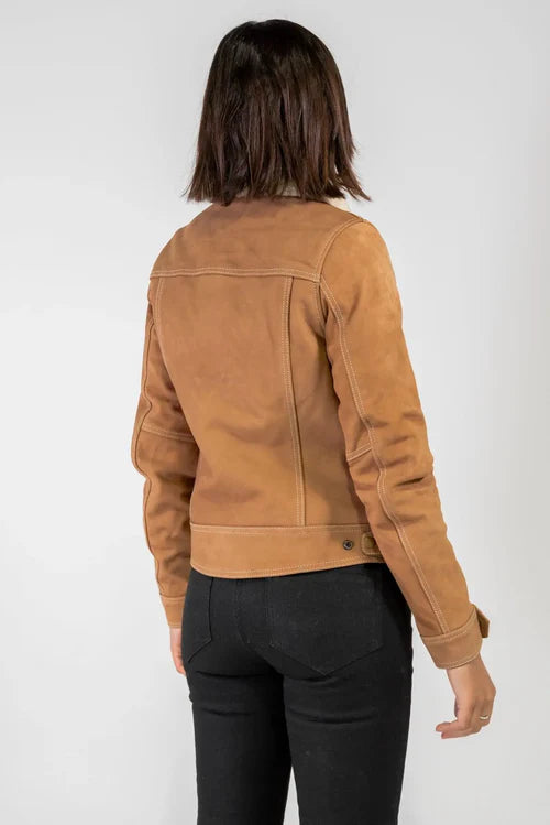 Dakota Fleece Nubuck Motorcycle Jacket Tan