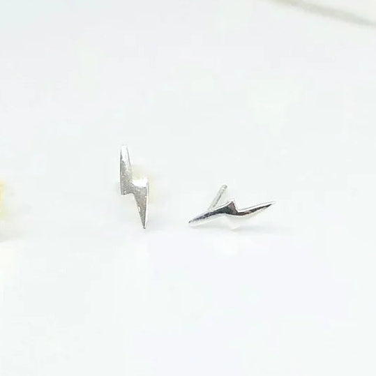 Lightning Post Earrings Silver