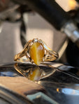 10K Gold Tiger's Eye Ring Size 6.25