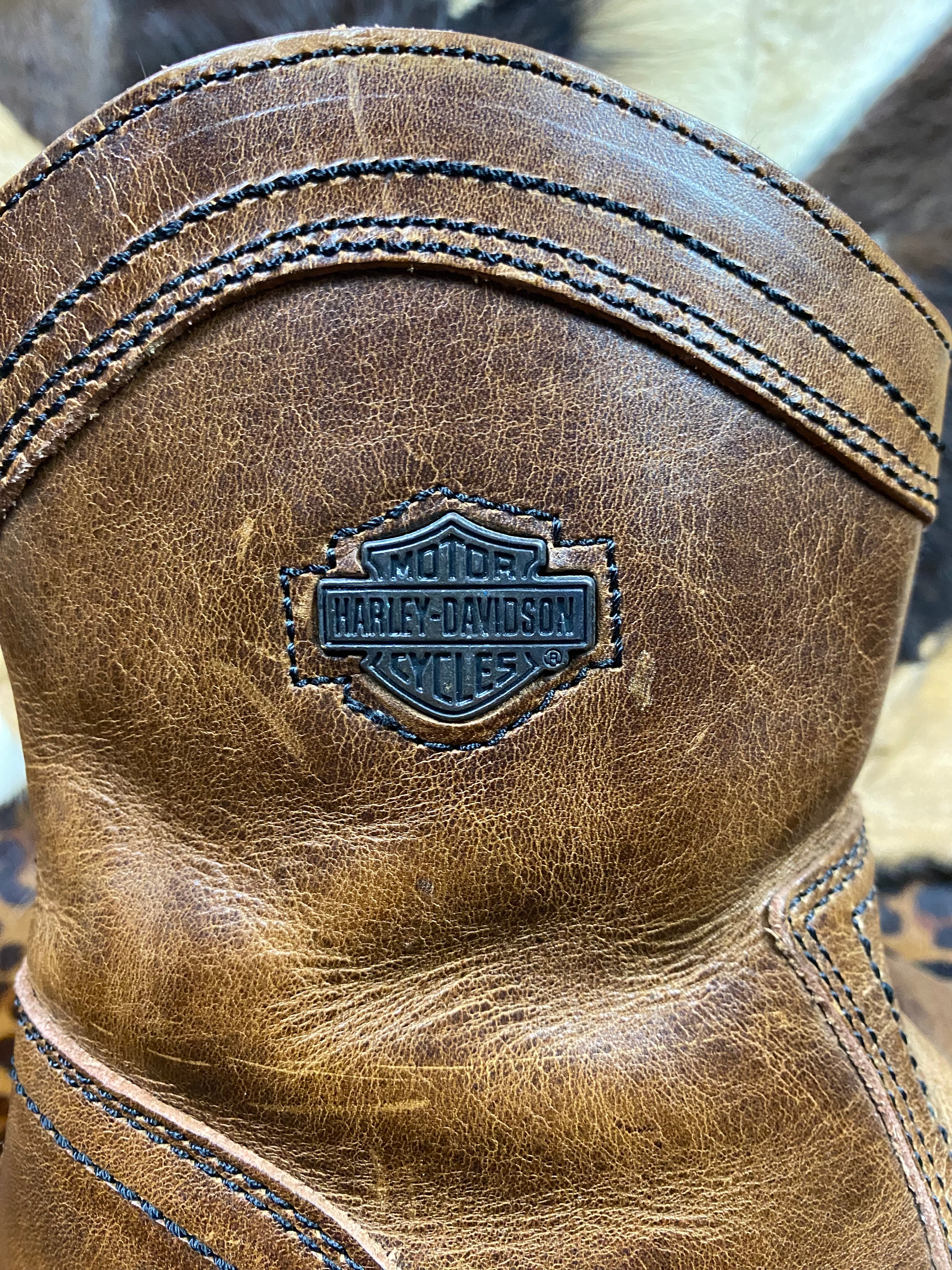 Vintage Harley Cowboy Boots Size 8 Brown