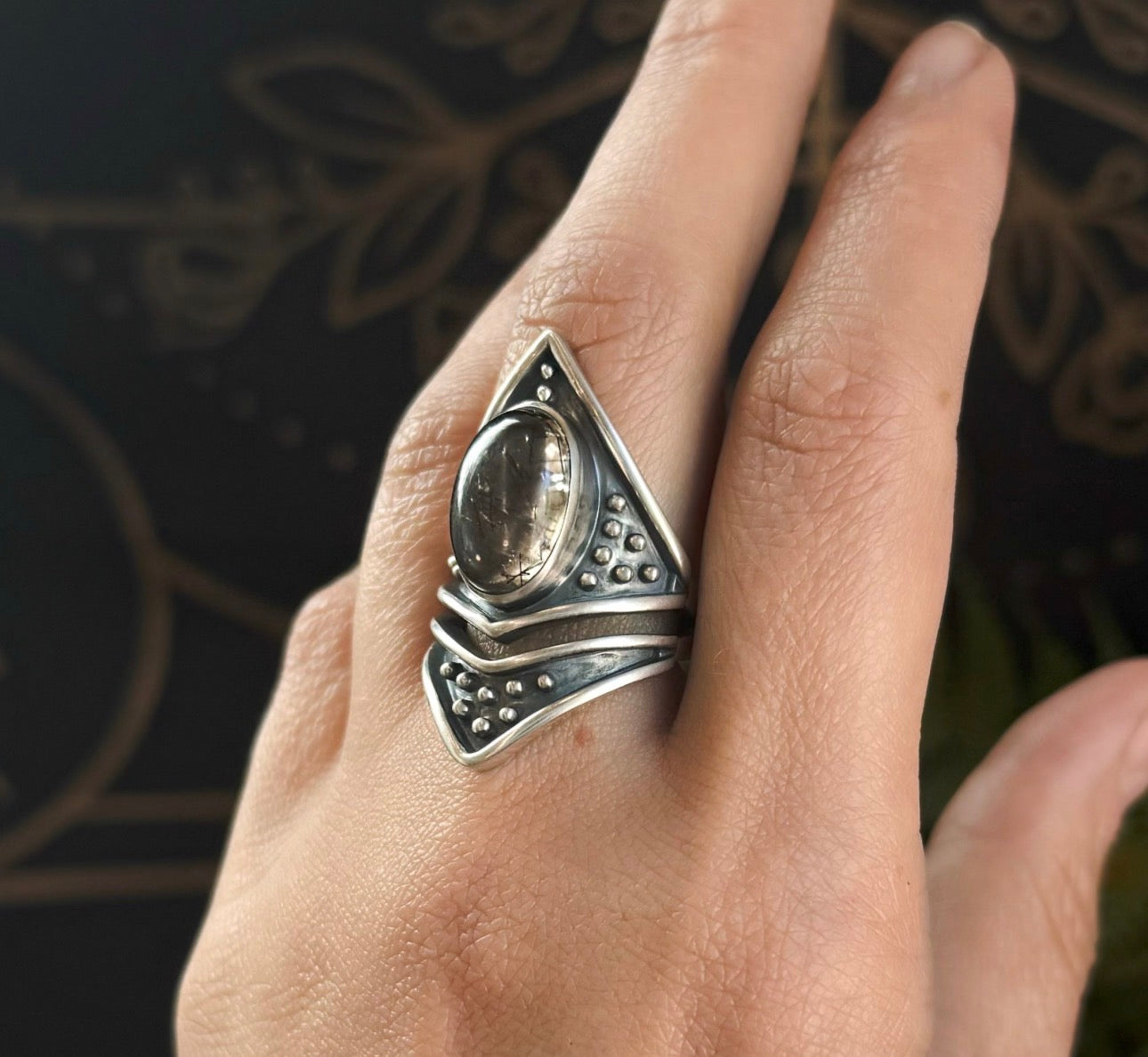 Sarek Ring Tourmalated Quartz Size 6