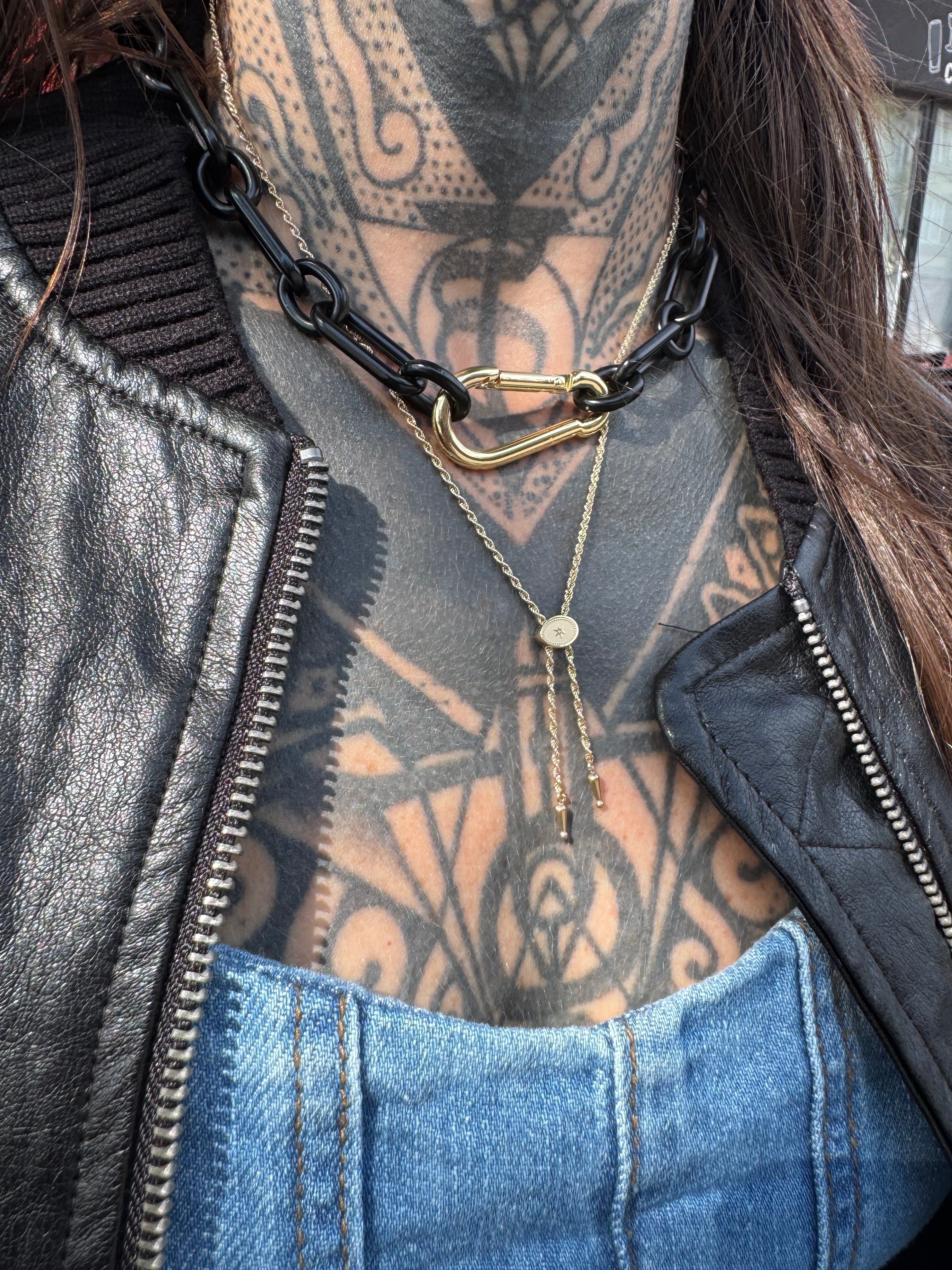 Black Paperclip Chain With Gold Clasp