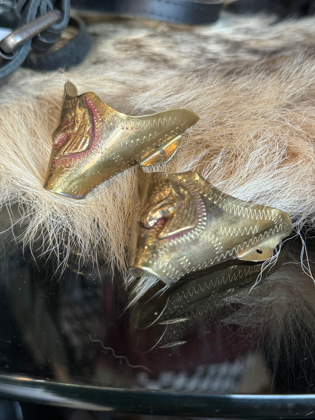 Vintage Pair of Brass Horse Boot Toe Caps