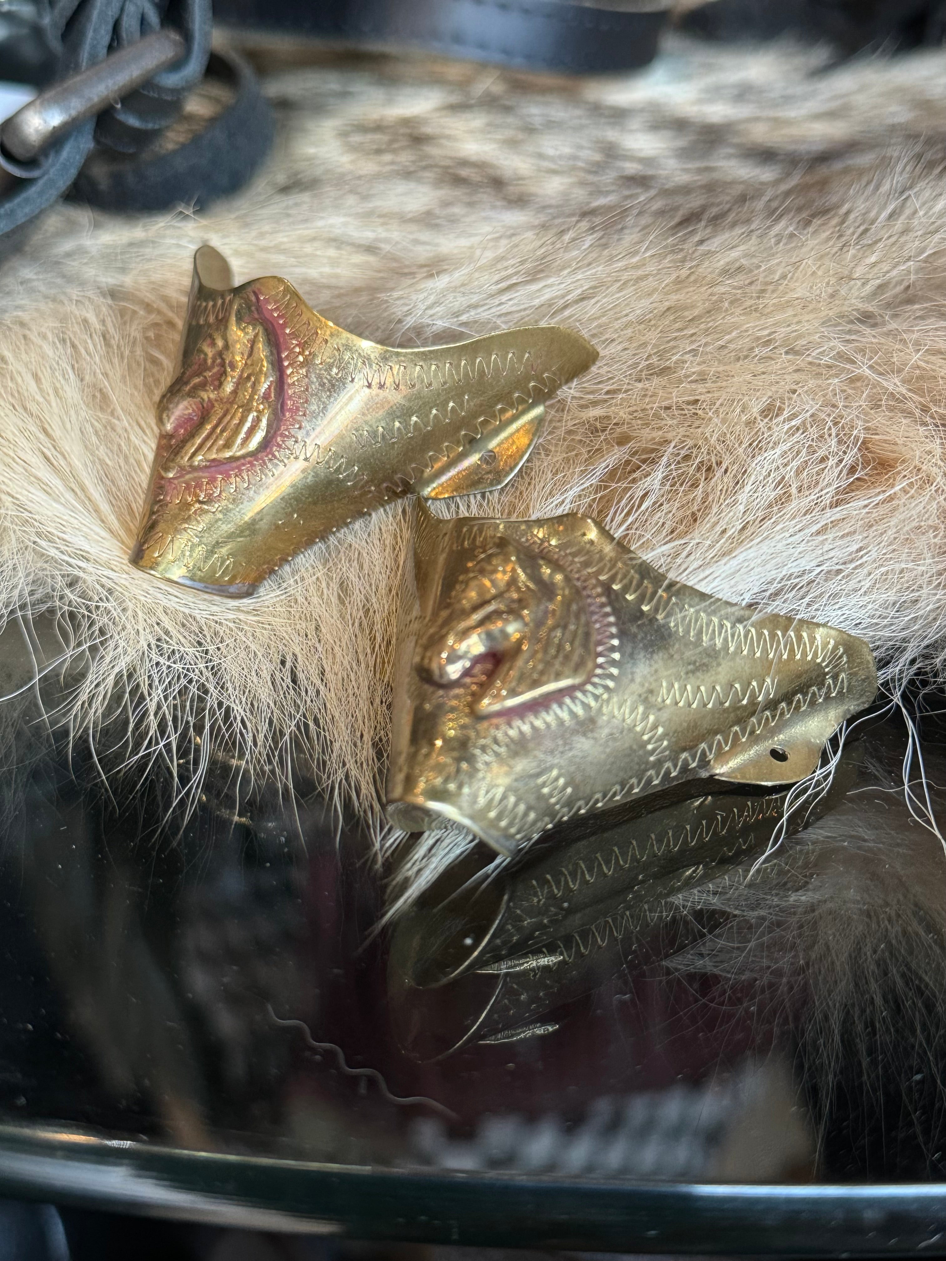 Vintage Pair of Brass Horse Boot Toe Caps