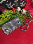 6" Leather Chain Biker Wallet Charcoal Glitter