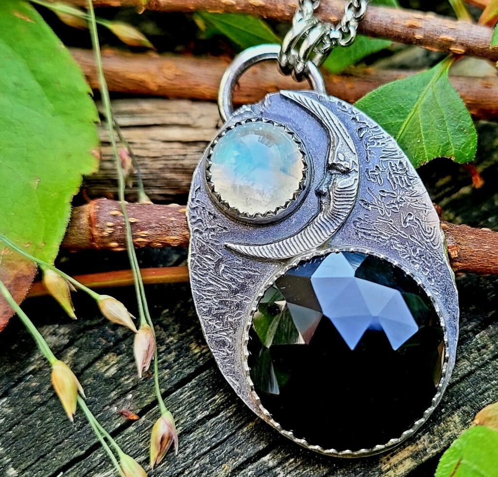 Onyx Moon Pendant Necklace