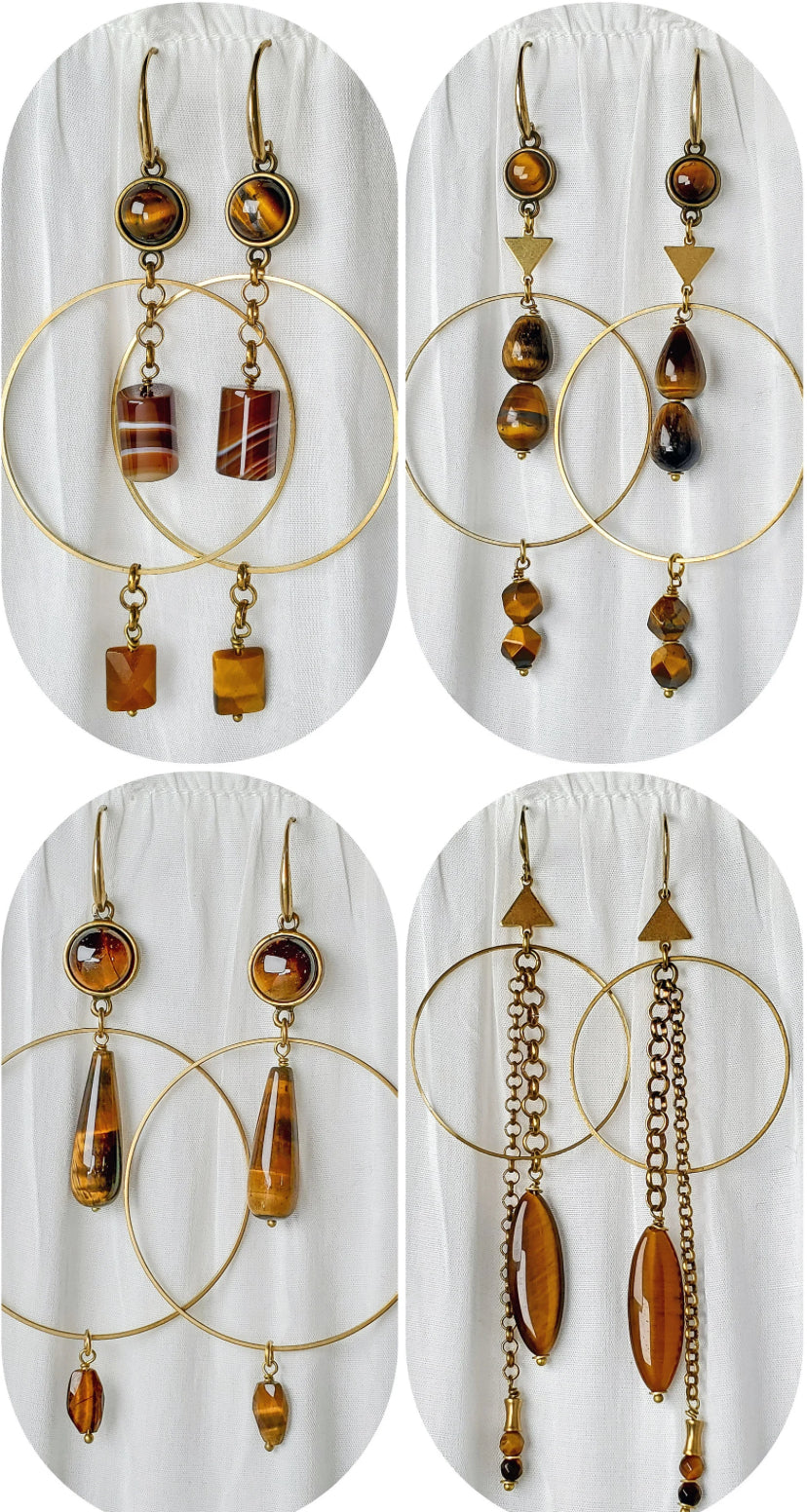 Tiger's Eye Hoop Earrings