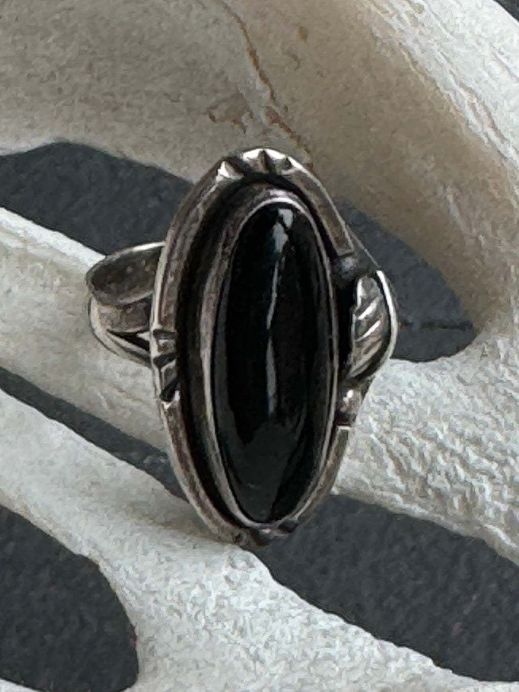 Vintage Sterling Onyx Ring Size 5.5