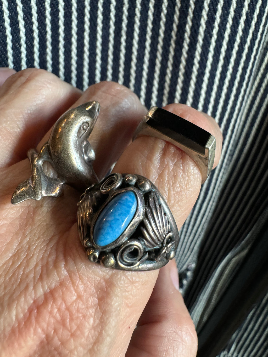 Vintage Sterling Dolphin Ring Size 9