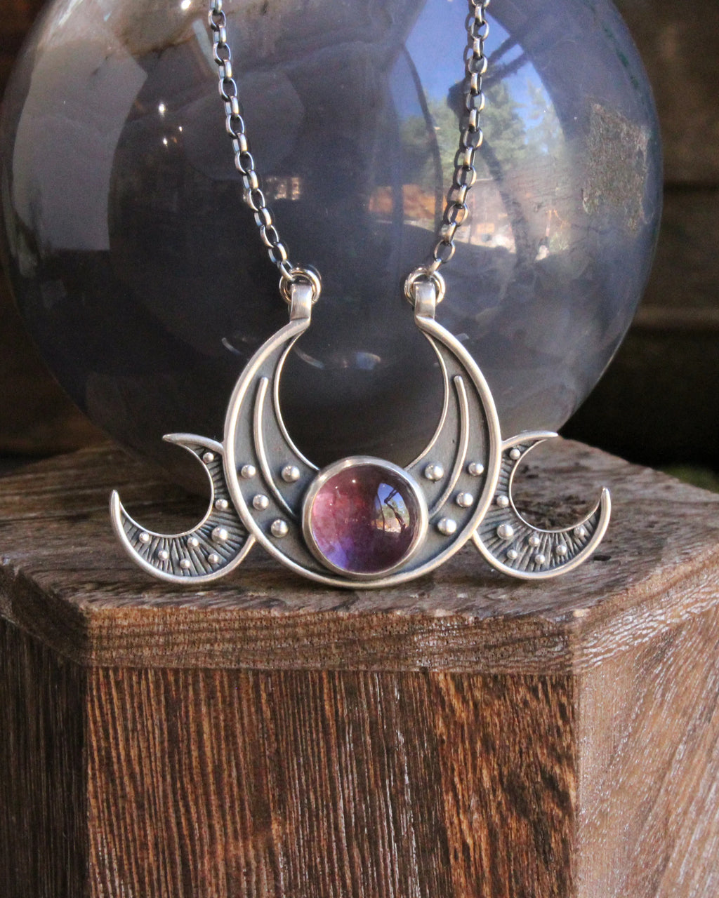 Triple Moon Amethyst Necklace