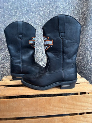 Vintage Embroidered HD Logo Cowboy Boots