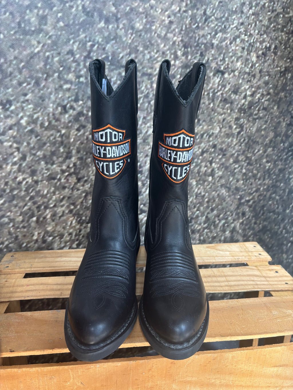 Vintage Embroidered HD Logo Cowboy Boots