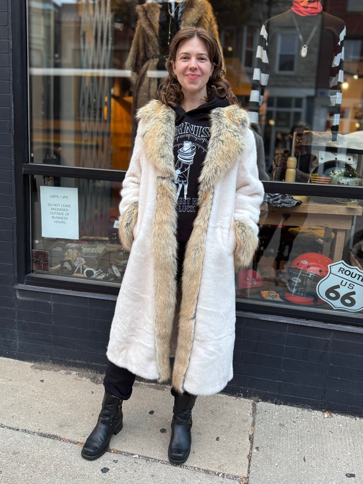 Luxe Faux Fur Longline Coat Ivory