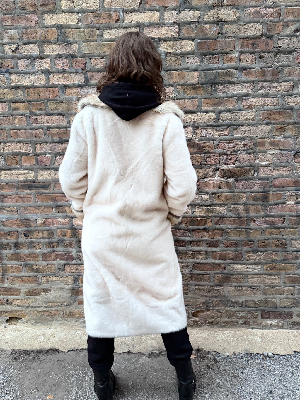 Luxe Faux Fur Longline Coat Ivory