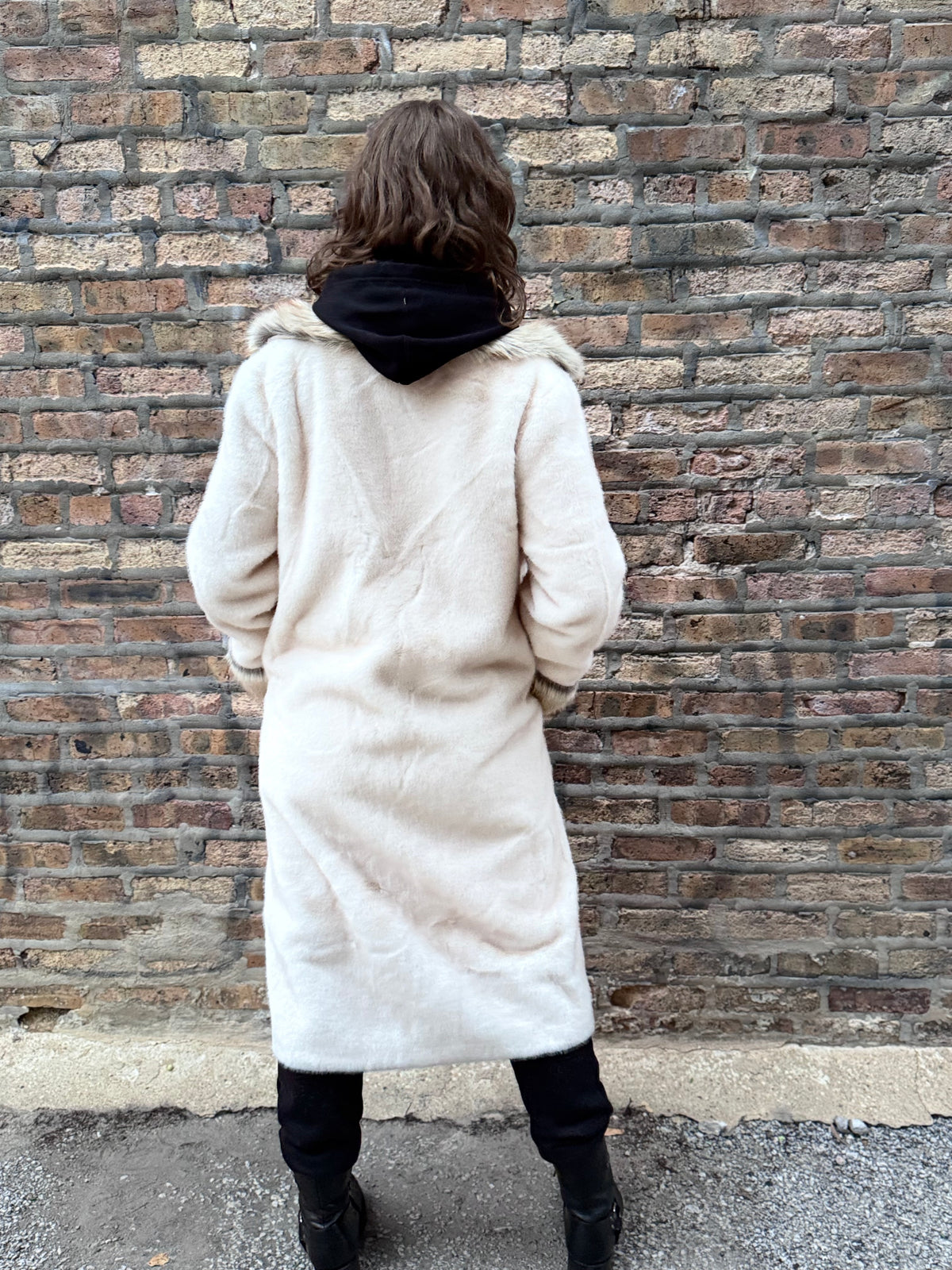 Luxe Faux Fur Longline Coat Ivory