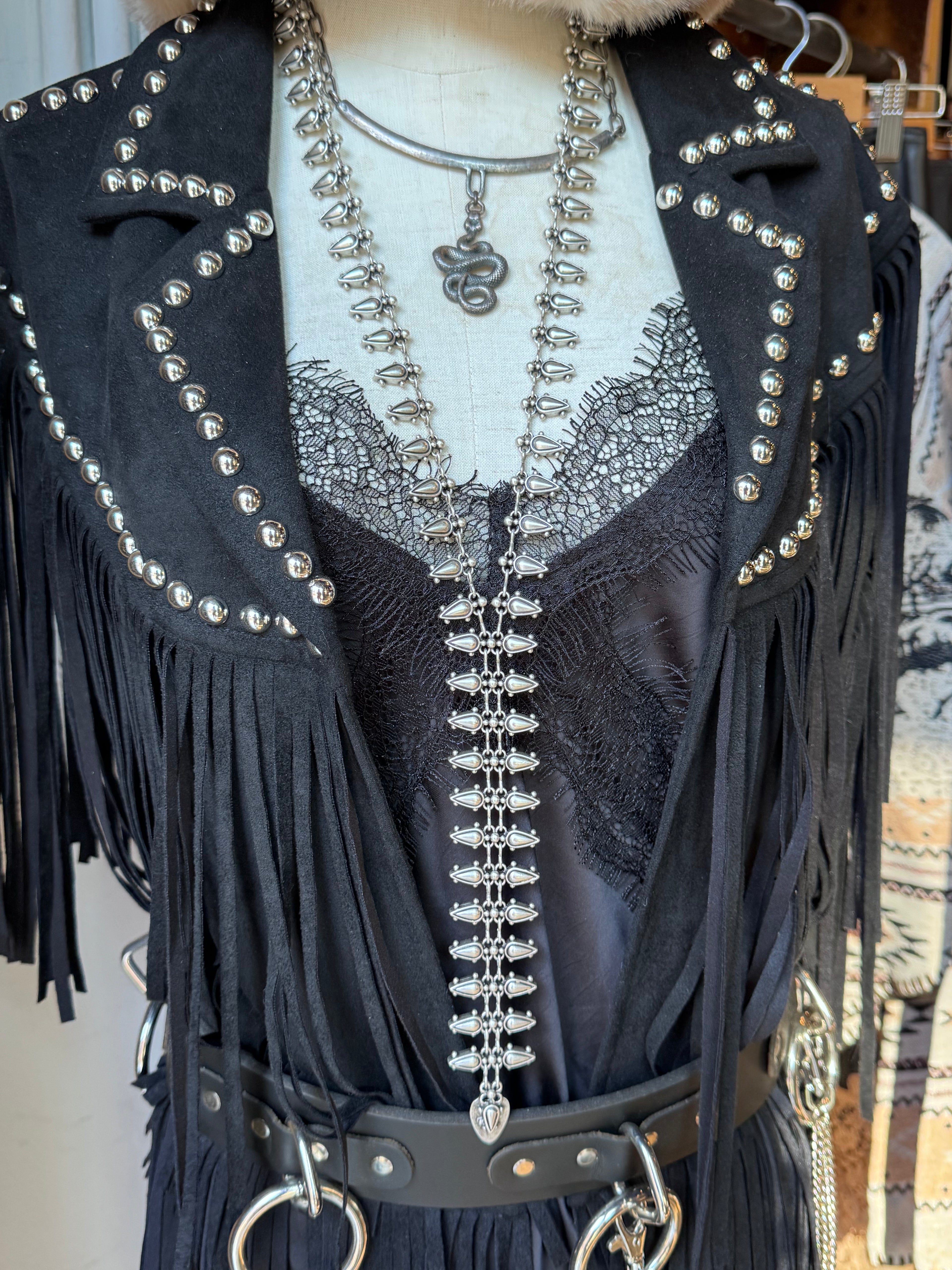 Pewter Long Y Snake Necklace