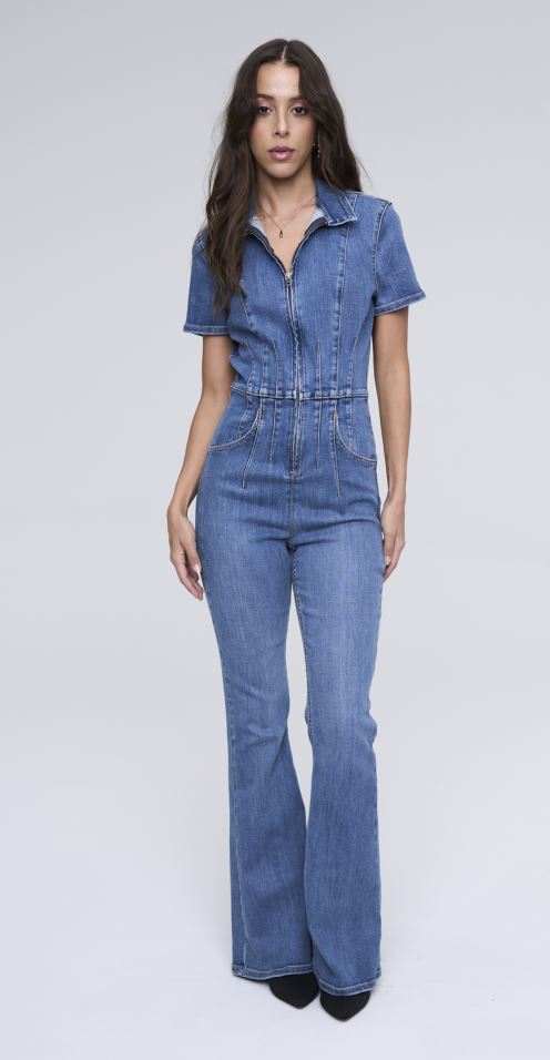 Denim Flare Leg Jumpsuit