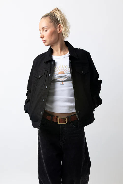 Phoenix Armored Women's Denim Motorcycle Jacket Black