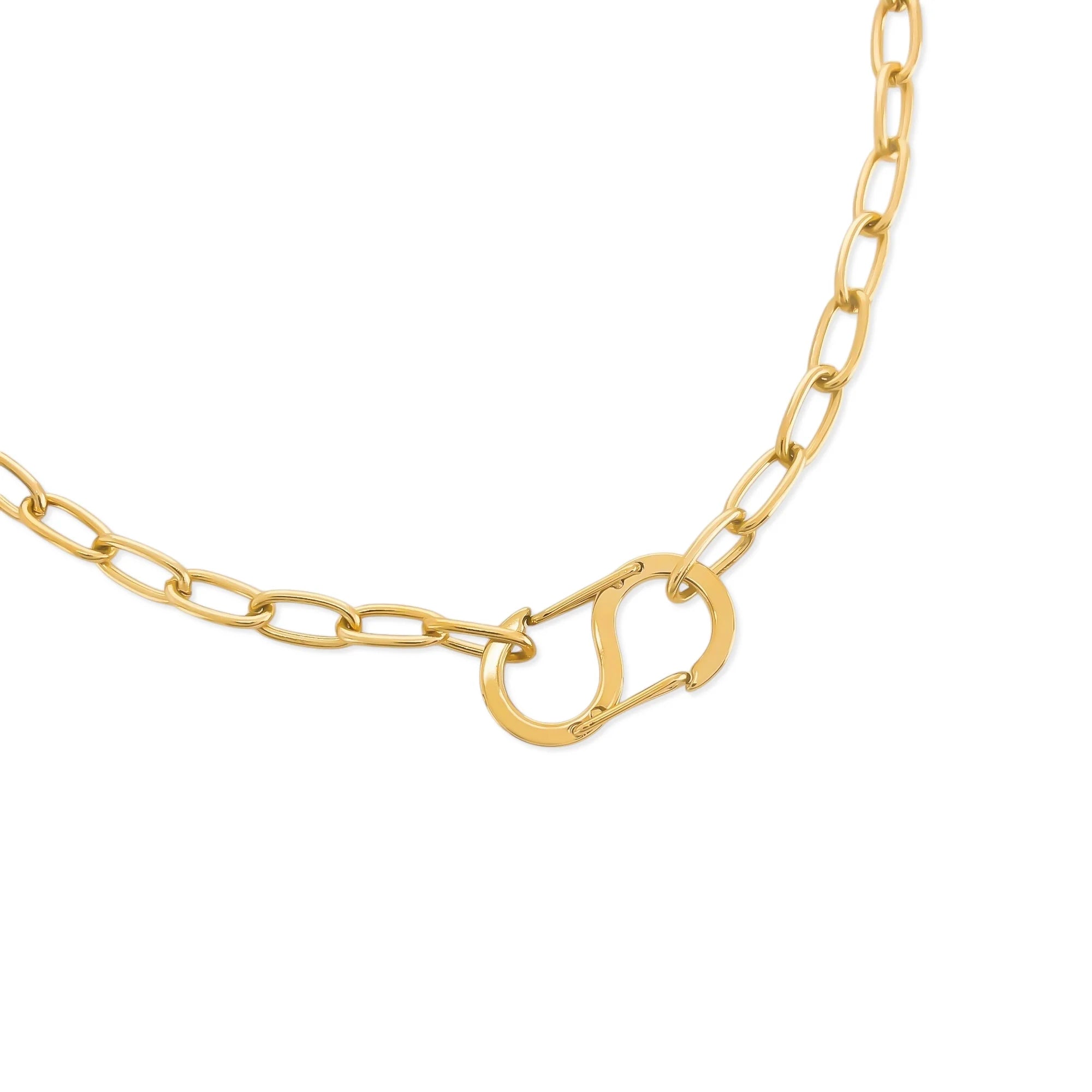 Paperclip Chain Carabiner Necklace Gold