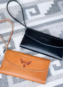 Chivis Clutch Wallet with Wristlet in English Bridle Leather