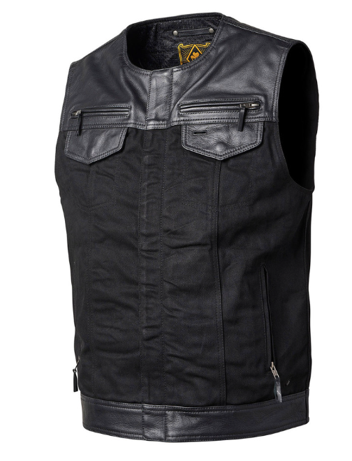 Temple 74 Leather Canvas Vest Black