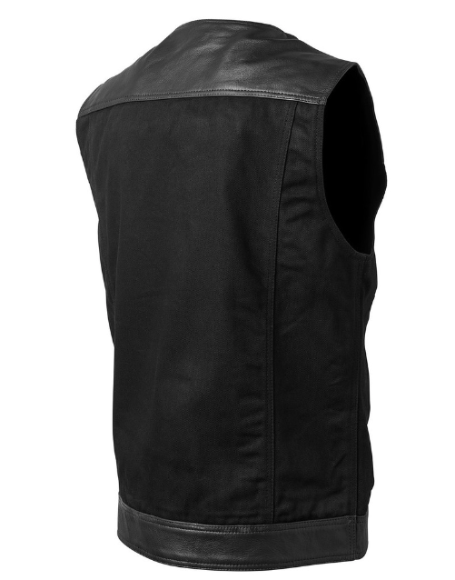 Temple 74 Leather Canvas Vest Black