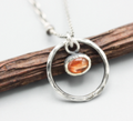 Circle With Sunstone Sterling Necklace