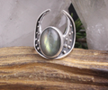Crescent Moon Warrior Ring Labradorite Size 8