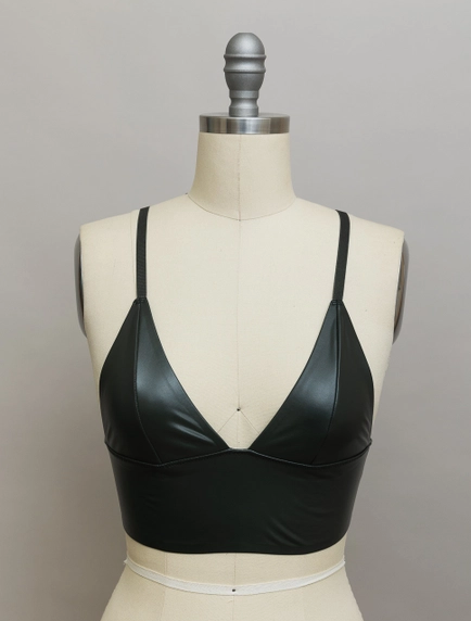 Faux Leather Bralette Black