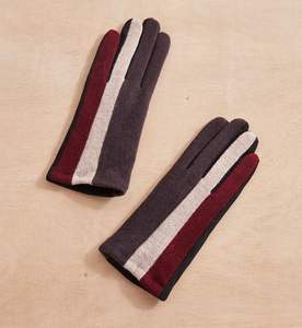 Minimal Colorblock Gloves Burgundy