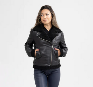 Chelsea Faux Shearling Leather Jacket