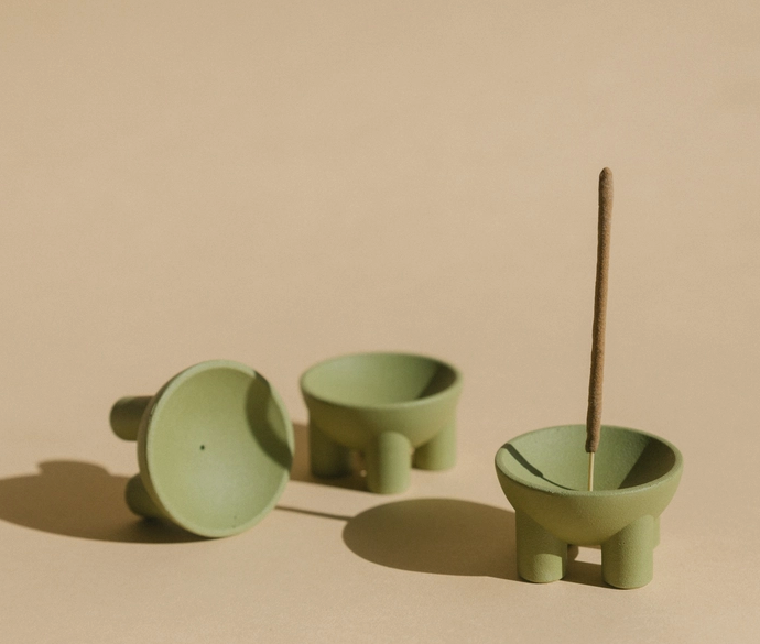 Cone and Stick Incense Holder Green