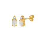 Deco Opal Stud Earrings Gold
