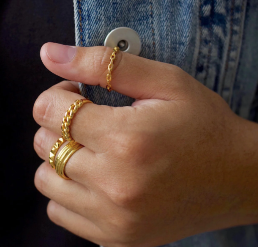 Delilah Chain Ring Gold