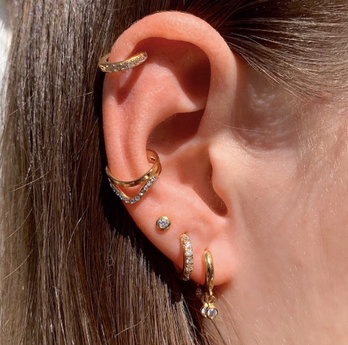 Chevron CZ Ear Cuff Gold