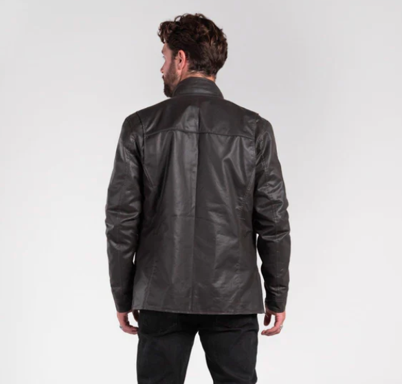 Carrera Men's Waxed Cotton Moto Jacket Chocolate