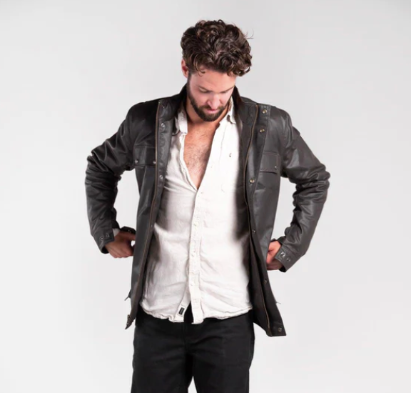 Carrera Men's Waxed Cotton Moto Jacket Chocolate