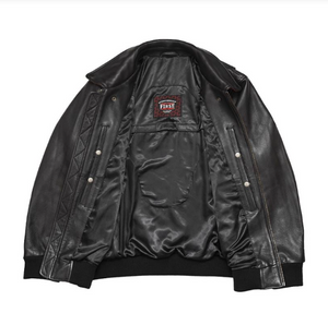 Bomber Leather Motorcycle Jacket Black