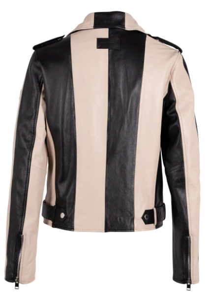 Armilla Black & Cream Stripe Leather Jacket