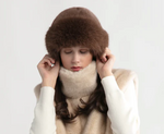 Faux Fur Dome Mongolian Hat Brown