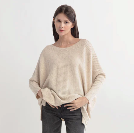 Dolman Poncho Sweater Beige