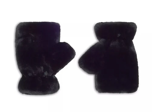 Faux Mink Fingerless Gloves Black