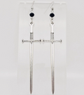 Long Sword Earrings Silver