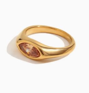 CZ Gold Eye Ring Champagne