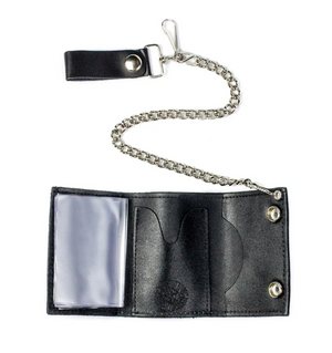 Tri Fold Wallet With Chain Flame