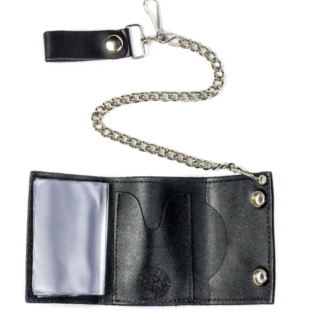 Winged Skull Tri-Fold Wallet Black