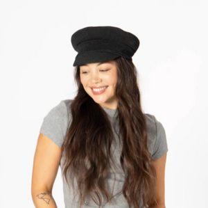 Straw Cabbie Hat Black