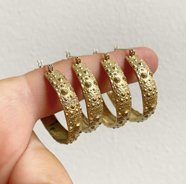 Bronze Urchin Textured Hoops