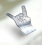 Sticker Chrome Rock Horns